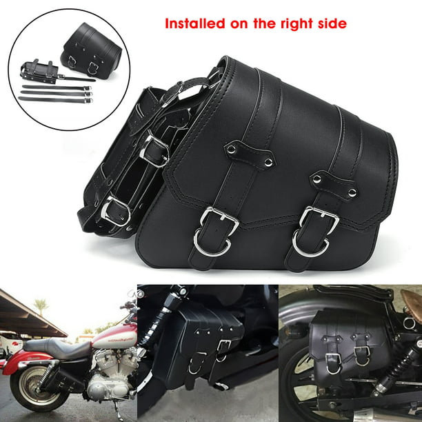 Motorcycle Right Side Saddlebag PU Leather Tool Storage Bag For Harley Kawasaki